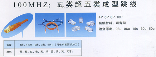 100MHZ：五類(lèi)超五類(lèi)成型跳線